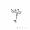 MARQUISE CROWN CZ TIARA 316L SURGICAL STEEL THREADLESS FLOATING BELLY BUTTON RING (CONVEX DISK)